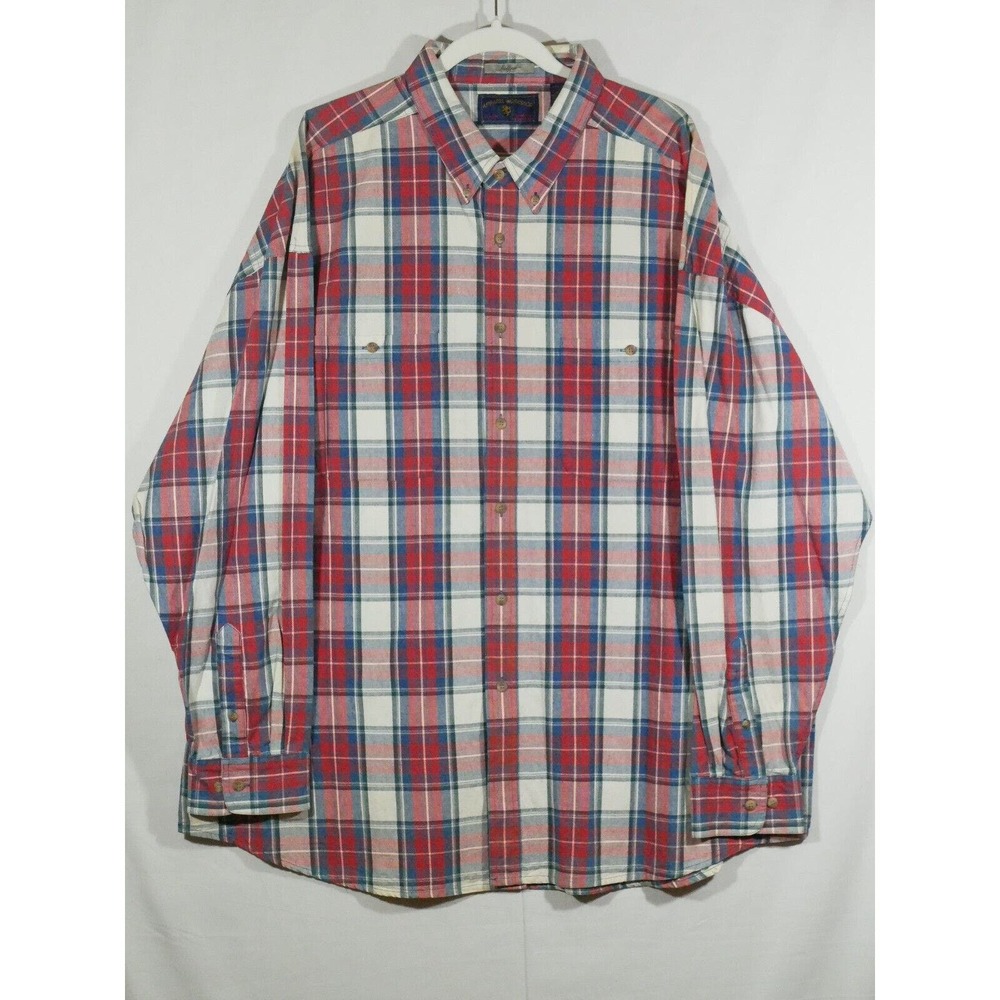 NWT VTG Apparel Workshop Indigo XXL Red Blue Plaid Button Down Shirt Long Sleeve